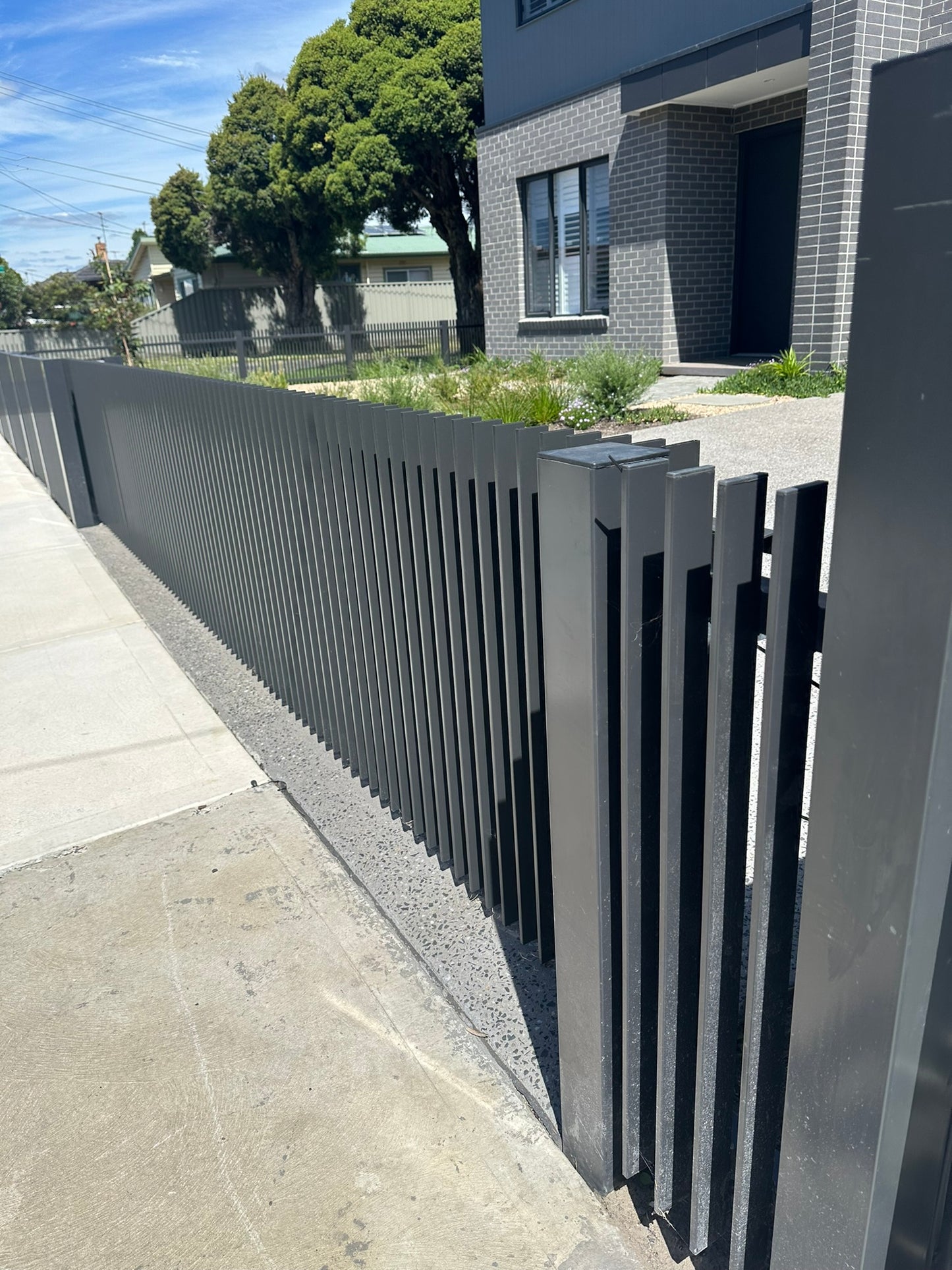 Aluminium Fin Blade Sliding Gate - DIY Gate Package- 1200mm high X 5100mm wide